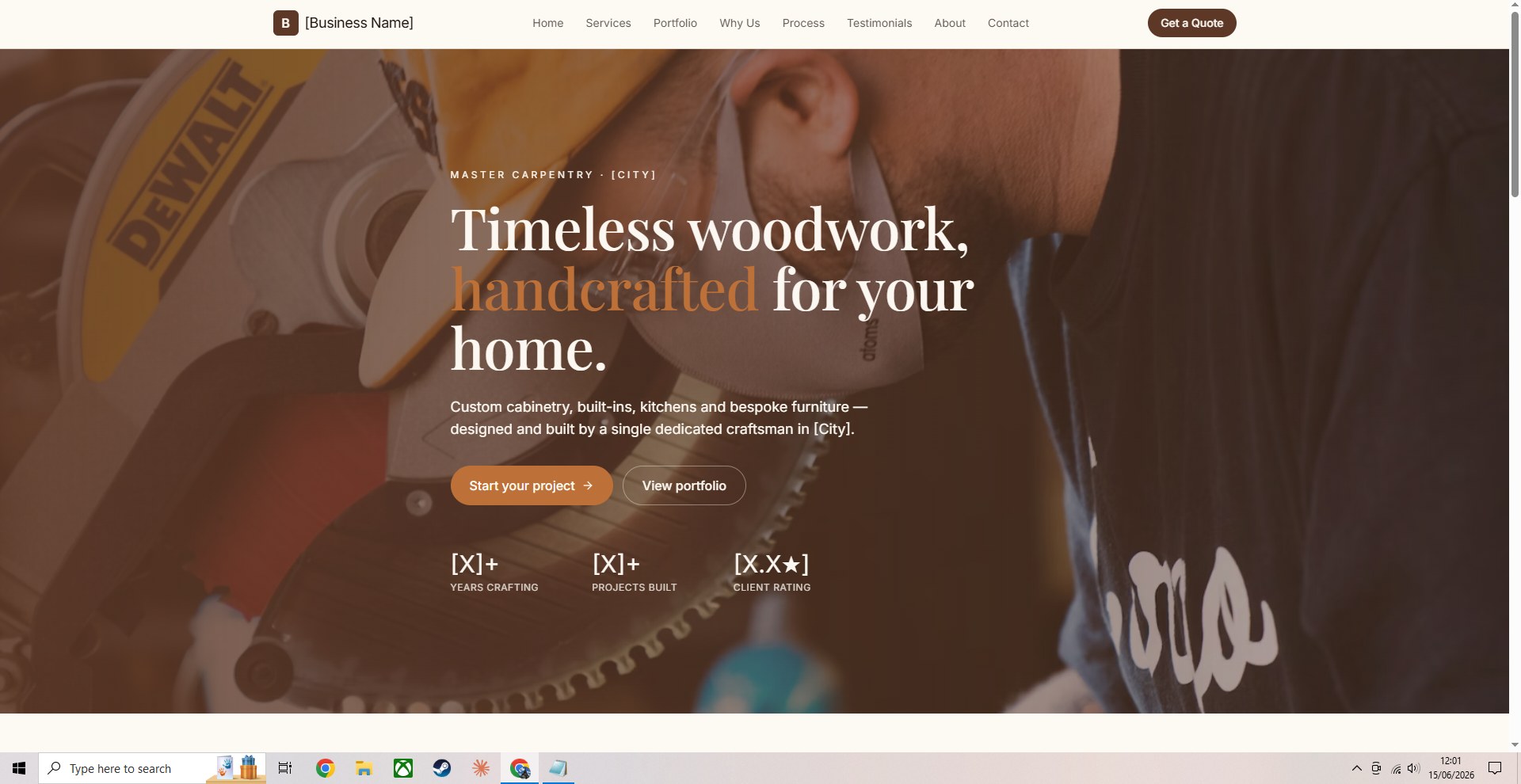Carpentry Website preview built by SiteSmith UK